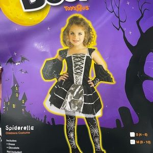 Boo! Toys r Us Spiderella child costume.NWT med 8-10 includes: dress and gloves